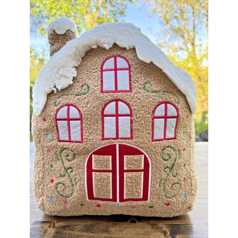 Gingerbread House Christmas‎ Pillow Kirkland Plush Holiday Decor Cushion